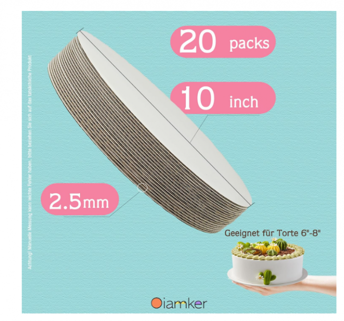 Platou rotund reutilizabil – set 20 buc x 25 cm, 2,5 mm, suport pentru torturi și deserturi [2]