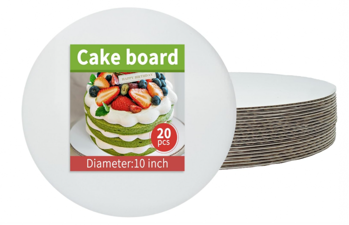 Platou rotund reutilizabil ,   set 20 buc x 25,  cm, 2,5,  mm, suport pentru torturi si deserturi