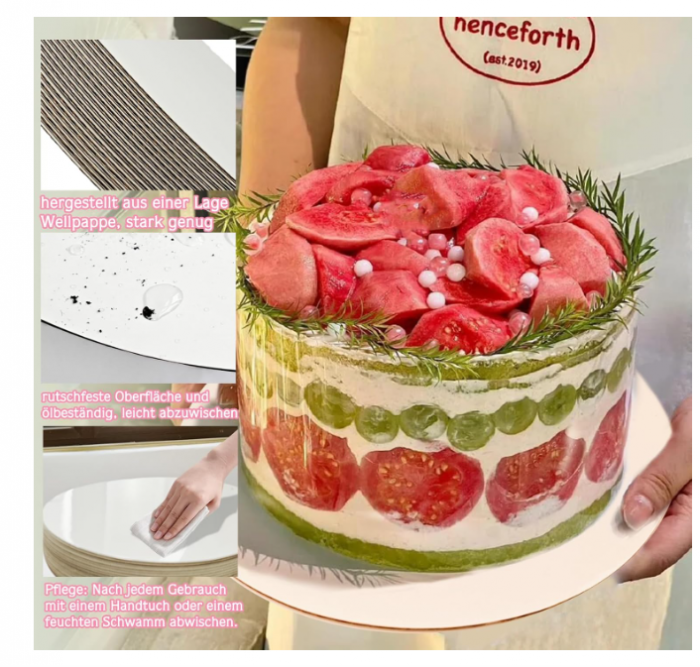 Platou rotund reutilizabil – set 20 buc x 25 cm, 2,5 mm, suport pentru torturi și deserturi [7]