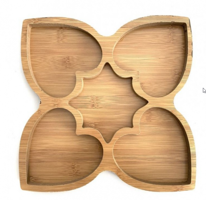Platou pentru servire, compartimentat, lemn, 24 cm [3]