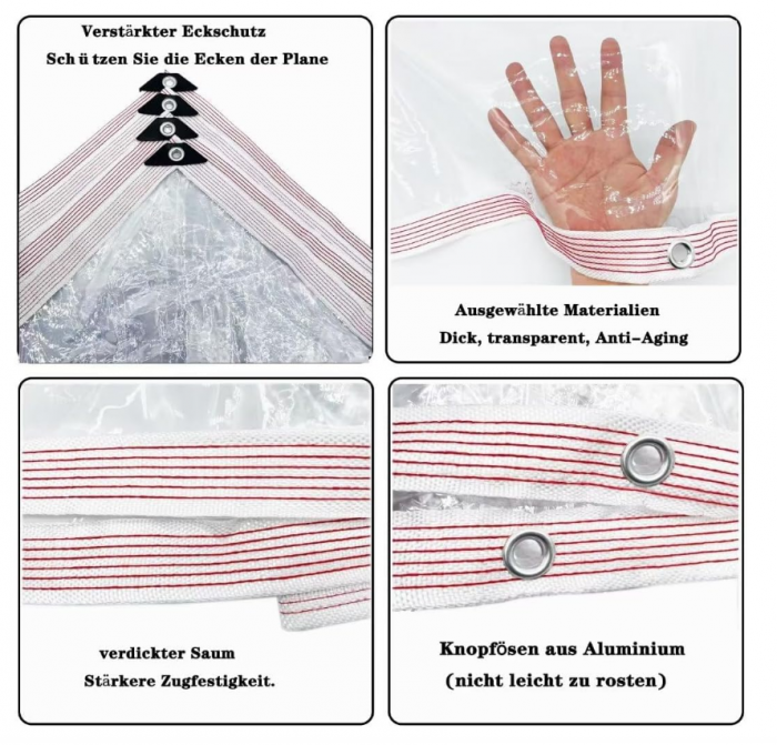 Prelată transparentă impermeabilă cu inele de prindere, 4x4m [3]