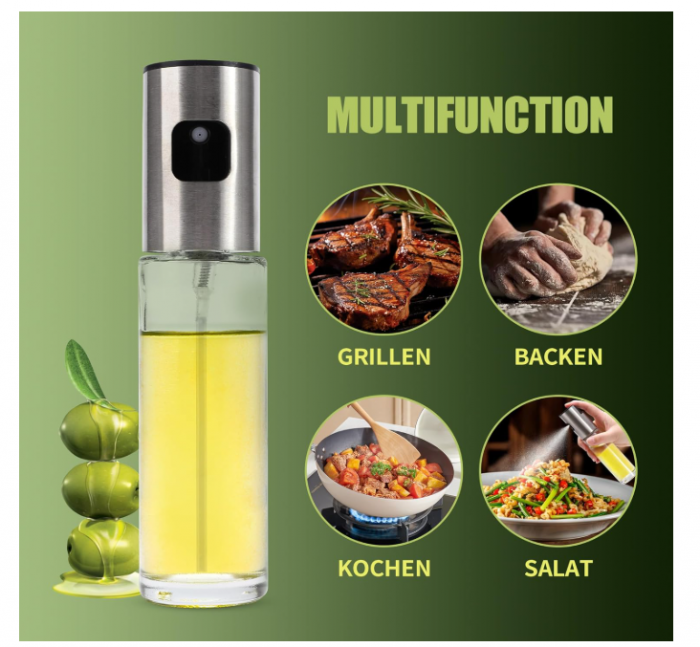 Pulverizator ulei/oțet 200 ml (sticlă + inox), spray uniform fin, rezervor transparent, ideal pentru gătit sănătos [7]