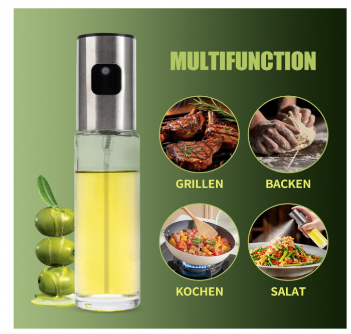 Pulverizator ulei/oțet 200 ml (sticlă + inox), spray uniform fin, rezervor transparent, ideal pentru gătit sănătos [5]