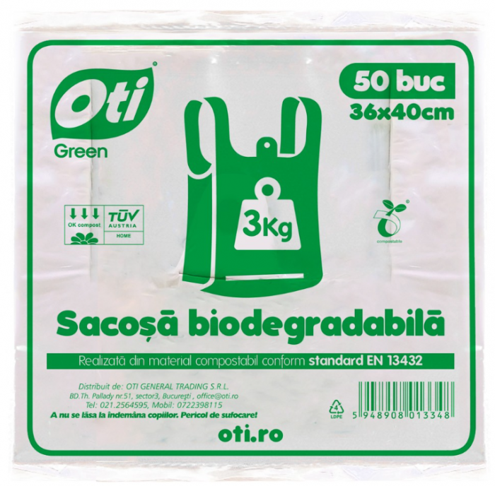 Pungi biodegradabile cf standard EN13432, 36x40cm, 3kg, 50 buc./set [2]