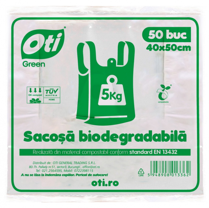 Pungi biodegradabile cf standard EN13432, 40x50cm, 5kg, 50 buc./set [2]