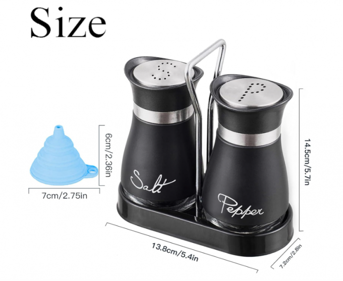 Dozator sare/piper compact – inox & sticlă, capac ajustabil anti-umiditate, design elegant [4]