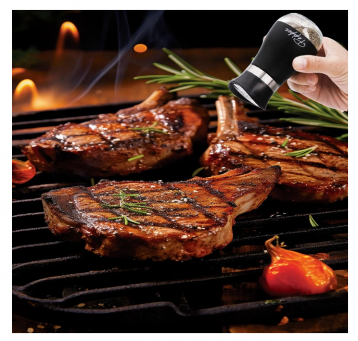 Dozator sare/piper compact – inox & sticlă, capac ajustabil anti-umiditate, design elegant [3]