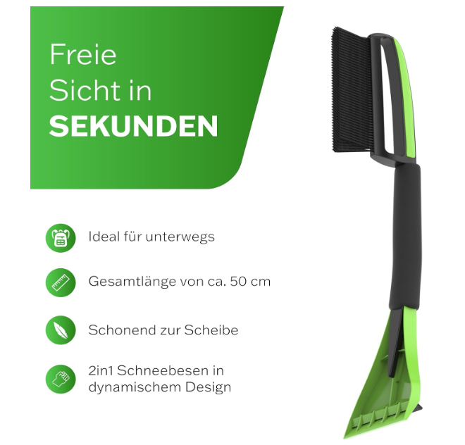 Răzuitor gheață auto AUPROTEC Comfort – mâner antiderapant, negru-verde [2]