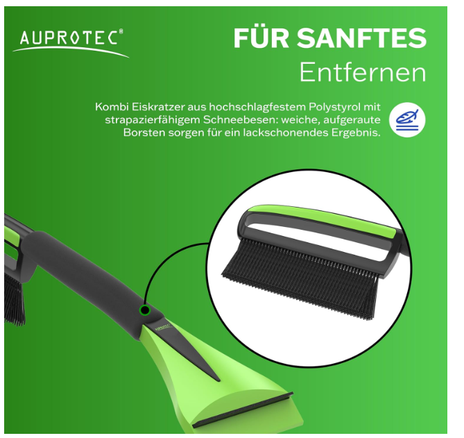 Răzuitor gheață auto AUPROTEC Comfort – mâner antiderapant, negru-verde [3]