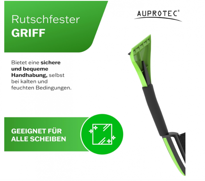 Răzuitor gheață auto AUPROTEC Comfort – mâner antiderapant, negru-verde [4]