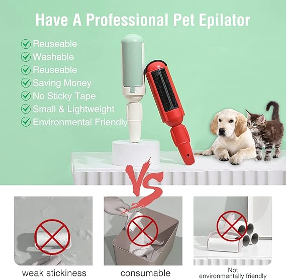 Set 2 role reutilizabile pentru scame si par de animale, perie pet hair remover pentru haine, covor si canapea [4]