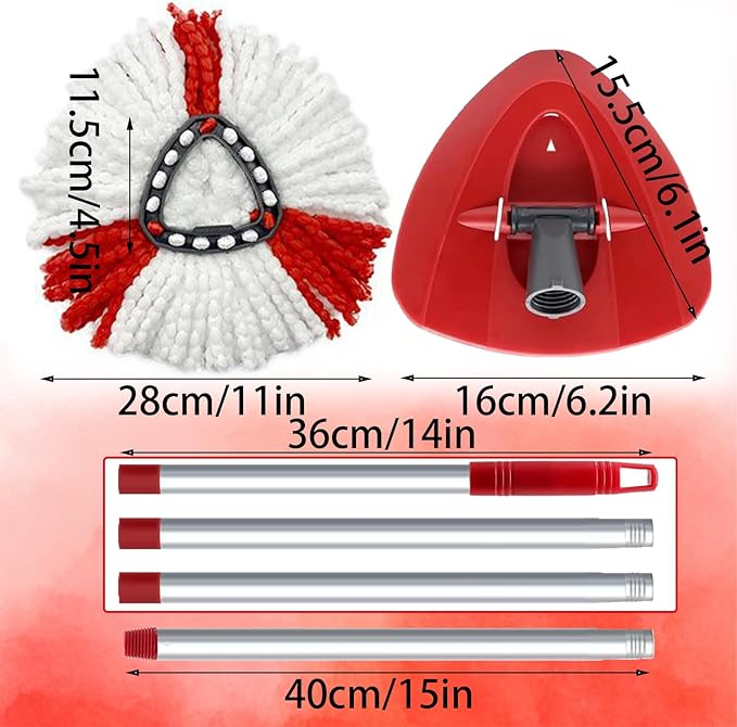 Set mop rotativ compatibil Vileda Turbo 2in1, 2 rezerve microfibra, coada, baza, Mikqky [6]