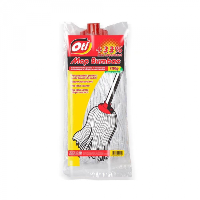 Rezerva pentru Mop din Bumbac OTI, Culoare Alb/Rosu, Greutate 100 g [3]