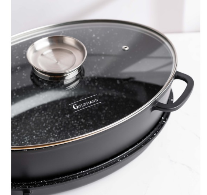 Set 3 piese roaster oval, aluminiu turnat, 3 straturi antiaderente, 3.4l/8.4l, capac sticla termorezistent, Goldmann [8]