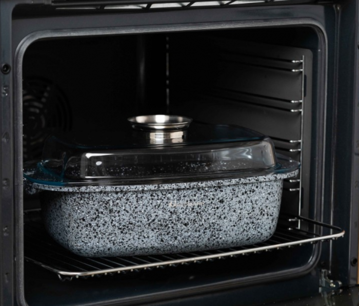 Roaster capac din sticla, 32x21x11cm, Interior din marmura, Temperatura de utilizare -20 pana la +220 ° C, 3 Straturi [5]