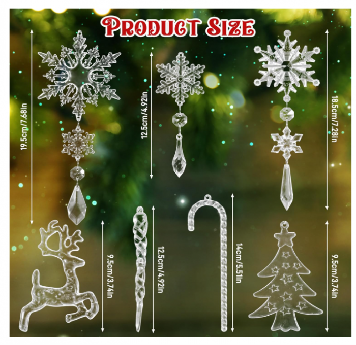 Set 36 fulgi de zăpadă decorativi reutilizabili – plastic alb, modele diferite, detașabili [2]
