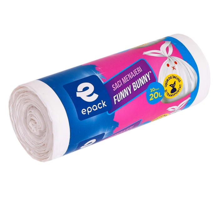 Saci Menajeri HDPE Alb Epack Funny Bunny , 20L, 30 Buc [2]