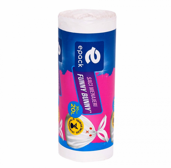 Saci Menajeri HDPE Alb Epack Funny Bunny , 20L, 30 Buc [3]