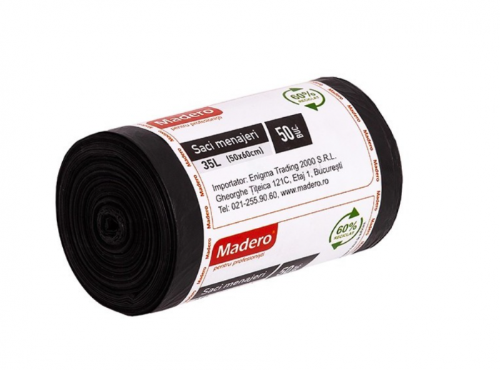 Saci menajeri 35L, Madero, negri (LDPE), 50 buc/rola [3]
