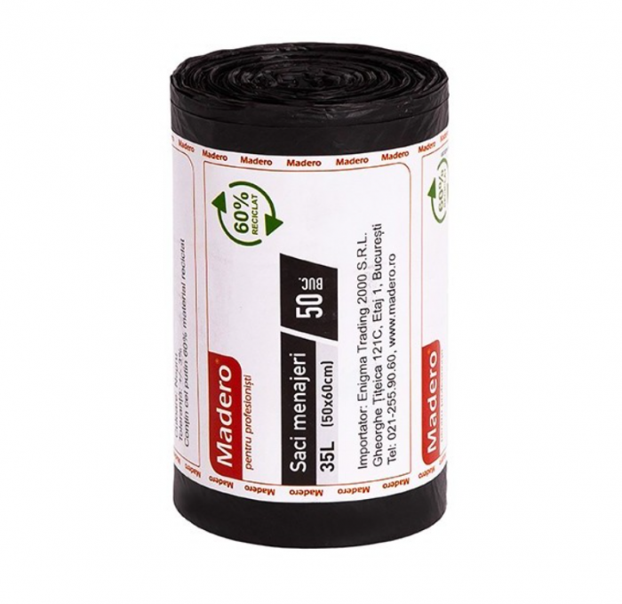 Saci menajeri 35L, Madero, negri (LDPE), 50 buc/rola [2]