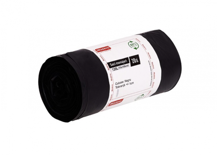 Saci menajeri 120L, Madero, negri (LDPE), 20buc/rola [3]