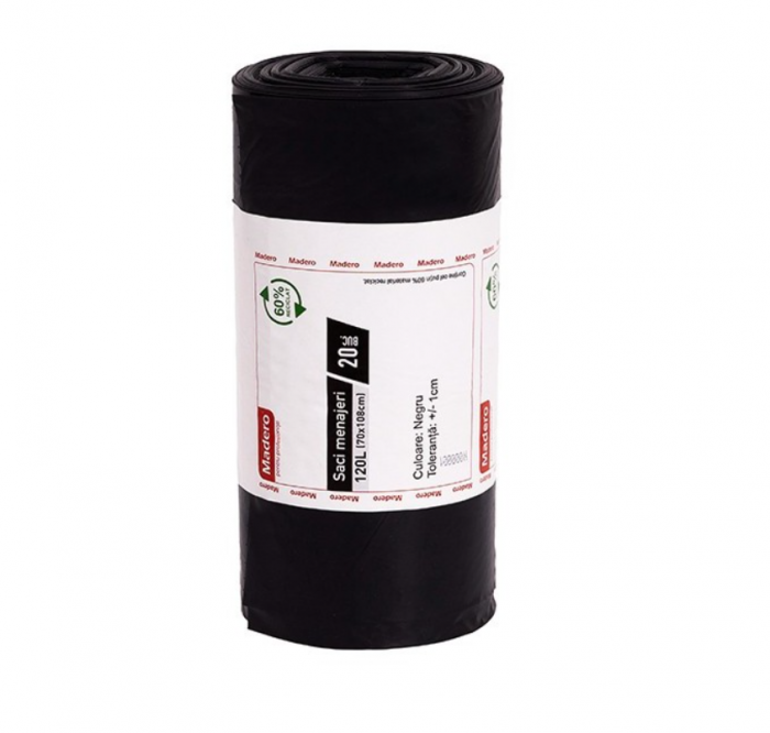 Saci menajeri 120L, Madero, negri (LDPE), 20buc/rola [2]