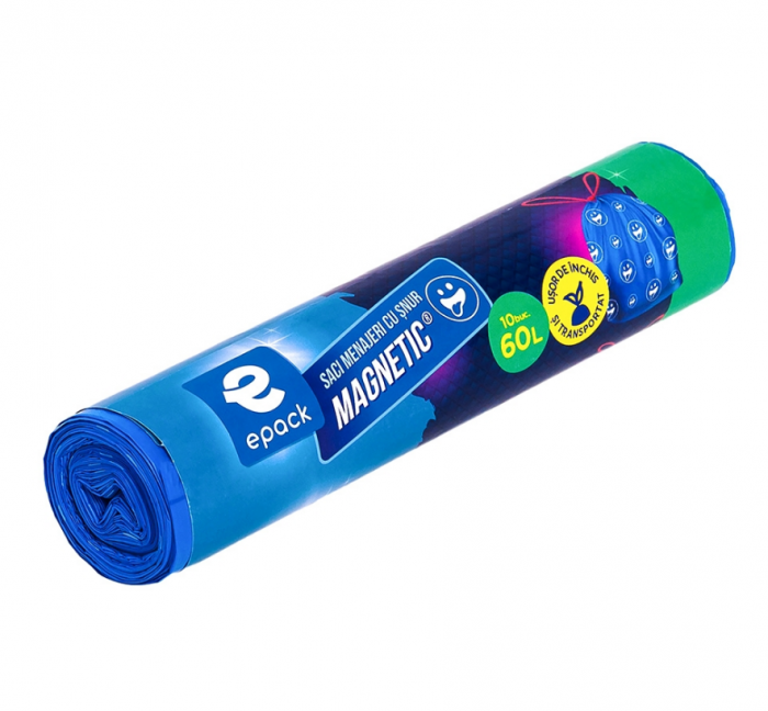Saci menajeri HDPE Snur Albastru MAGNETIC 60L 10 BUC [2]