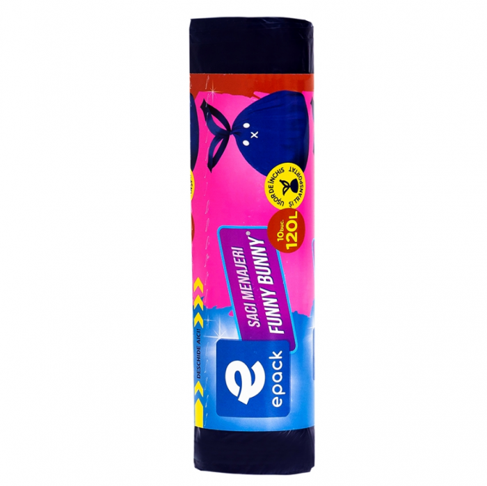 Saci menajeri Epack, Funny Bunny, 120 L, 10 buc/rola, Mov [3]