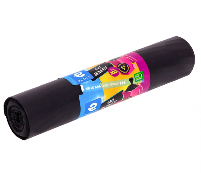Saci Menajeri Epack LDPE Negru 300L, 5 Buc [2]