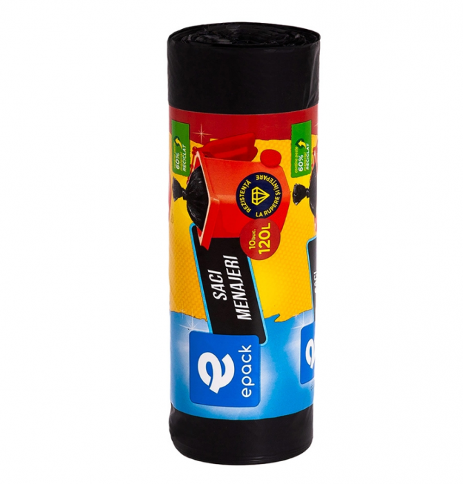Saci menajeri Epack LDPE, 120 l, 10 buc, Negru [2]
