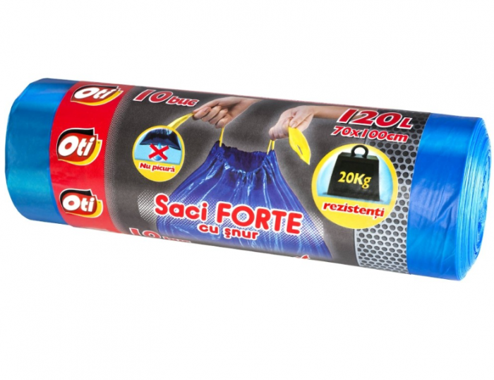 Saci Menajeri OTI pentru Colectare Selectiva, Hartie/Carton, Capacitate 120L, 70x110 cm, 10 Buc/Rola, Culoare Albastra, Articole Menaj [2]