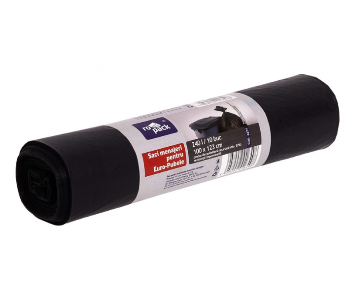 Saci menajeri Ropack, 240 l, 110 x 125 cm, 10 buc/rola, Negru [2]