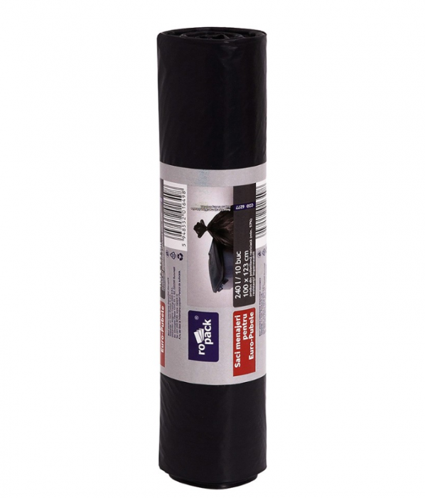 Saci menajeri Ropack, 240 l, 110 x 125 cm, 10 buc/rola, Negru [3]