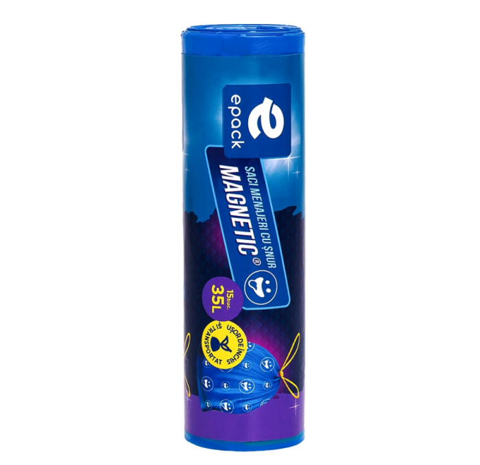Saci menajeri cu snur, magnetic, 35 L, 15 buc/rola, Epack [3]