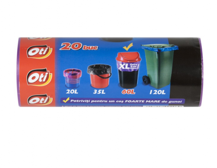 Saci SOLID, 60L XL, violet, 20 buc./rola [2]