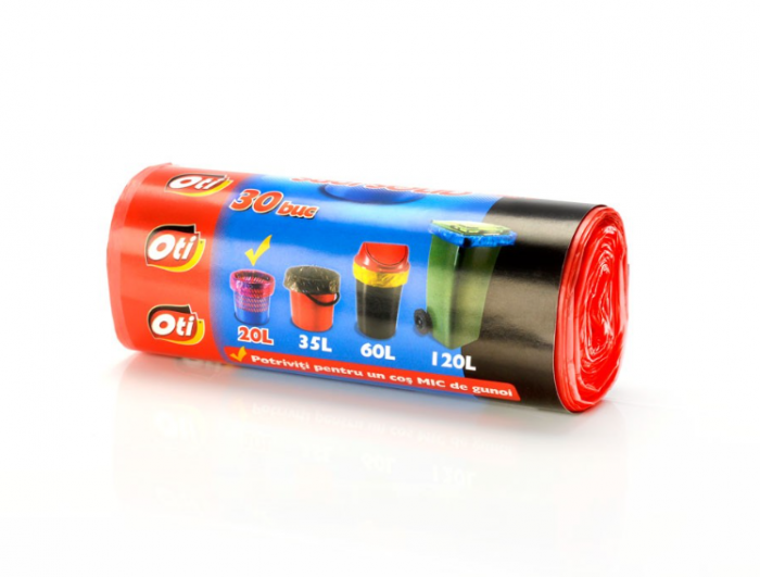 Saci SOLID, 20L, rosu, 30 buc/rola [2]