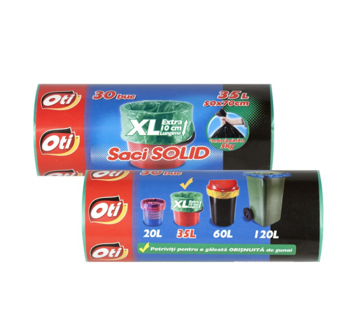 Saci SOLID, 35L XL, verde, 30 buc./rola [2]