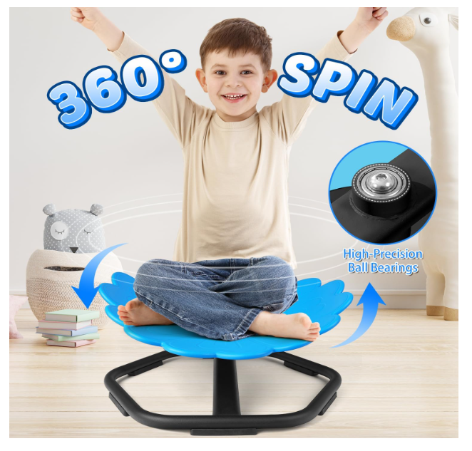 Scaun rotativ senzorial 360° giraroriu albastru– bază metalică antialunecare, șezut PP ergonomic, până la 100 kg, ideal pentru ADHD/autism - resigilat [3]