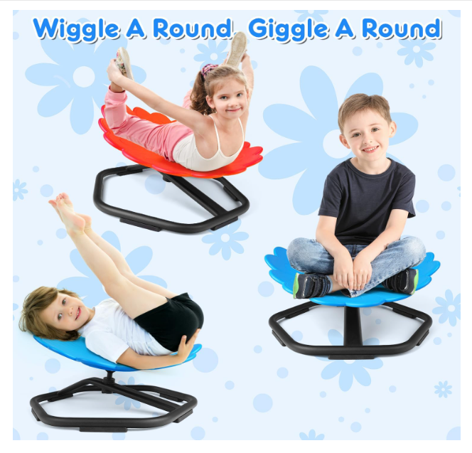 Scaun rotativ senzorial 360° giraroriu albastru– bază metalică antialunecare, șezut PP ergonomic, până la 100 kg, ideal pentru ADHD/autism - resigilat [6]