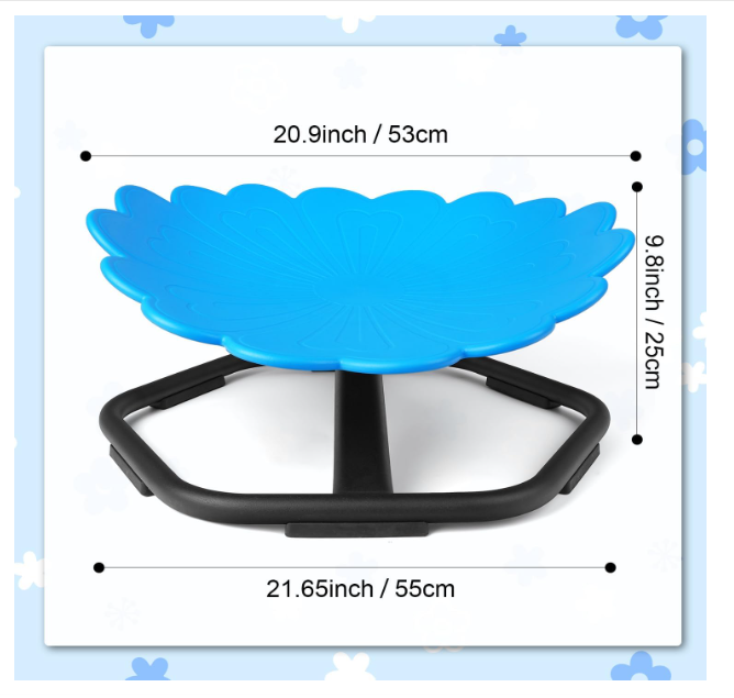 Scaun rotativ senzorial 360° giraroriu albastru– bază metalică antialunecare, șezut PP ergonomic, până la 100 kg, ideal pentru ADHD/autism - resigilat [2]