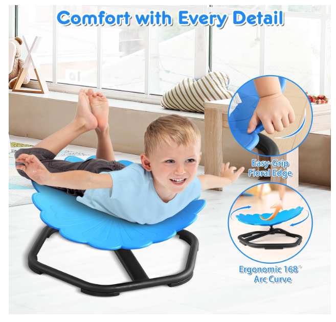 Scaun rotativ senzorial 360° giraroriu albastru– bază metalică antialunecare, șezut PP ergonomic, până la 100 kg, ideal pentru ADHD/autism - resigilat [5]