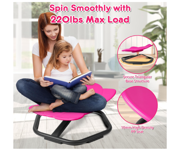 Scaun rotativ Elephant 360° roz – suport până la 100 kg, scaun PP ergonomic, anti‑alunecare – pentru copii (ajută și la rău de mișcare) - resigilat [5]