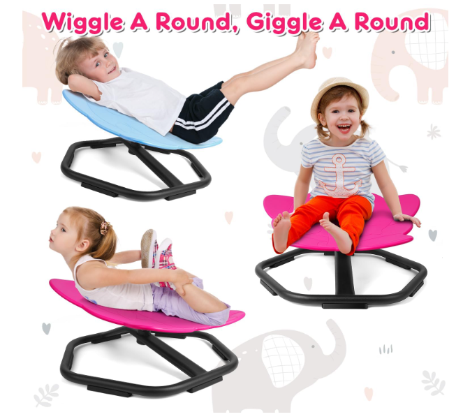 Scaun rotativ Elephant 360° roz – suport până la 100 kg, scaun PP ergonomic, anti‑alunecare – pentru copii (ajută și la rău de mișcare) - resigilat [6]