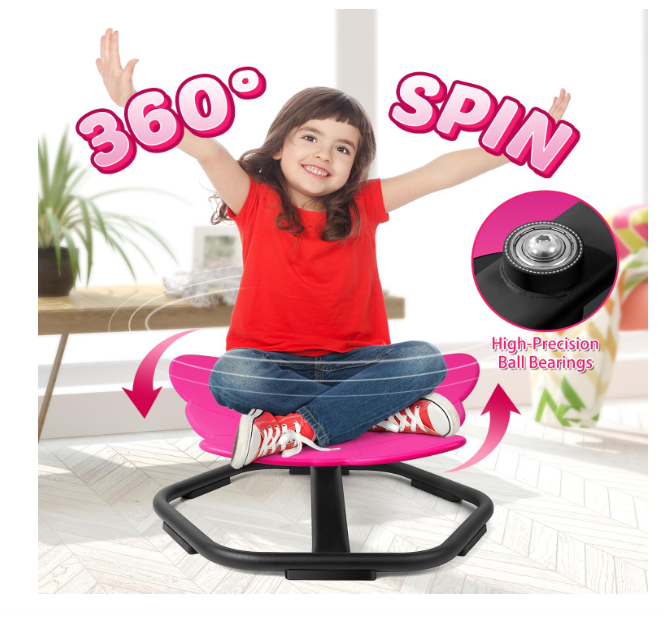 Scaun rotativ Elephant 360° roz – suport până la 100 kg, scaun PP ergonomic, anti‑alunecare – pentru copii (ajută și la rău de mișcare) - resigilat [3]
