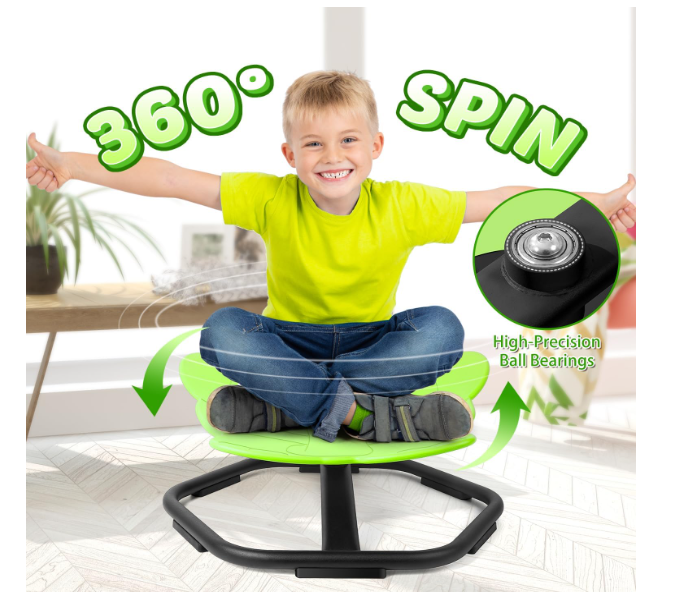 Scaun rotativ Elephant 360° verde – suport până la 100 kg, scaun PP ergonomic, anti‑alunecare – pentru copii (ajută și la rău de mișcare) - resigilat [3]