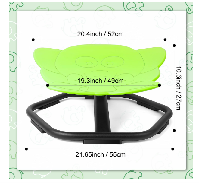 Scaun rotativ Elephant 360° verde – suport până la 100 kg, scaun PP ergonomic, anti‑alunecare – pentru copii (ajută și la rău de mișcare) - resigilat [2]