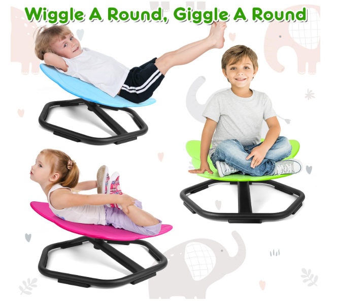 Scaun rotativ Elephant 360° verde – suport până la 100 kg, scaun PP ergonomic, anti‑alunecare – pentru copii (ajută și la rău de mișcare) - resigilat [6]