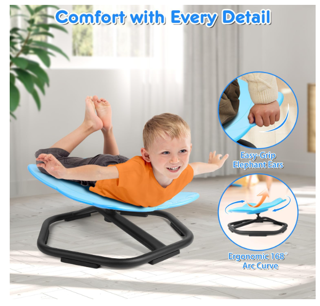 Scaun rotativ albastru Elephant 360° – bază metalică antialunecare, PP gros 10 mm, suport 100 kg, ideal pentru echilibru senzorial - resigilat [4]