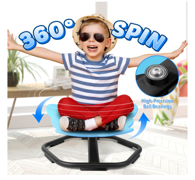 Scaun rotativ albastru Elephant 360° – bază metalică antialunecare, PP gros 10 mm, suport 100 kg, ideal pentru echilibru senzorial - resigilat [3]
