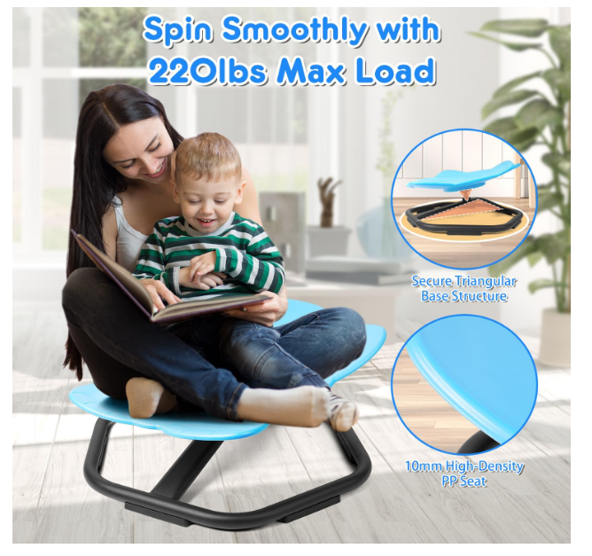 Scaun rotativ albastru Elephant 360° – bază metalică antialunecare, PP gros 10 mm, suport 100 kg, ideal pentru echilibru senzorial - resigilat [6]